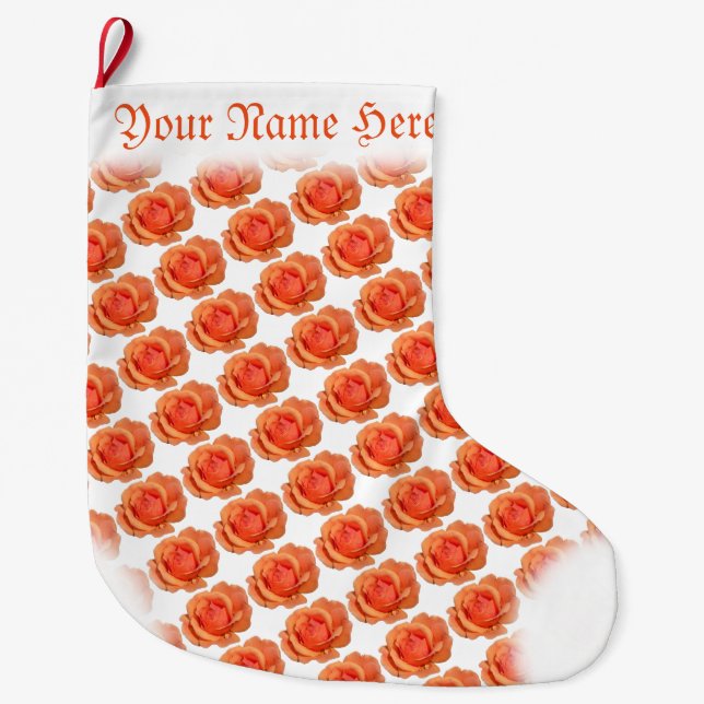 Grande Chaussette De Noël Rose orange Stocking Noël Customisé Stocking (Devant)