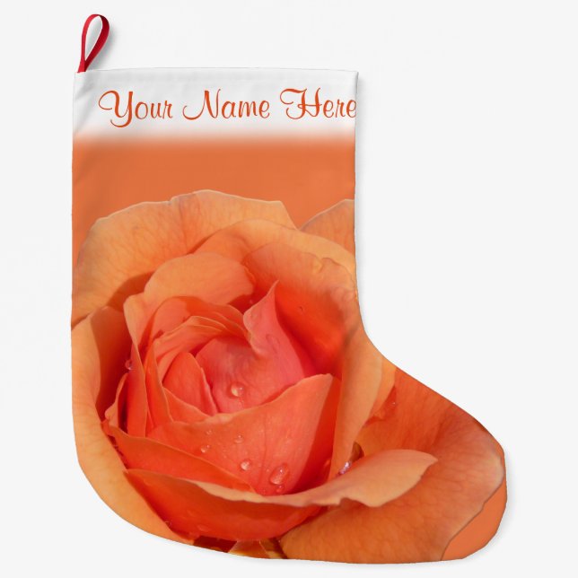 Grande Chaussette De Noël Rose orange Stocking Rose Noël Stocking Custo (Devant)