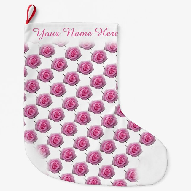 Grande Chaussette De Noël Rose Rose Stocking Rose Noël Stocking Custom (Devant)