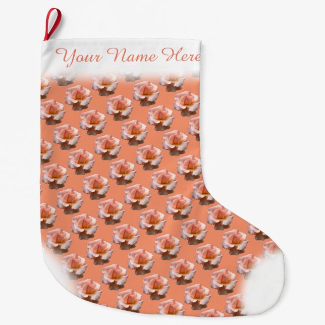 Grande Chaussette De Noël Rose Stocking Pêche Rose Noël Stocking Custom (Devant)
