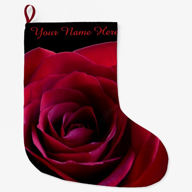 Grande Chaussette De Noël Rose Stocking Red Rose Christmas Stocking Custom (Devant)
