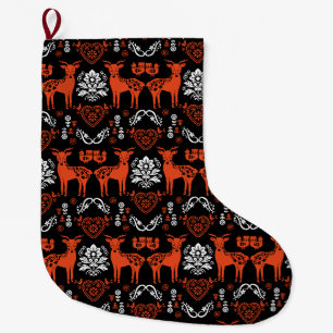 Grande Chaussette De Noël Rosemaling Norwegian Folk Art