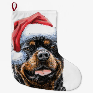 Grande Chaussette De Noël Rottweiler Père Noël Christmas Stocking
