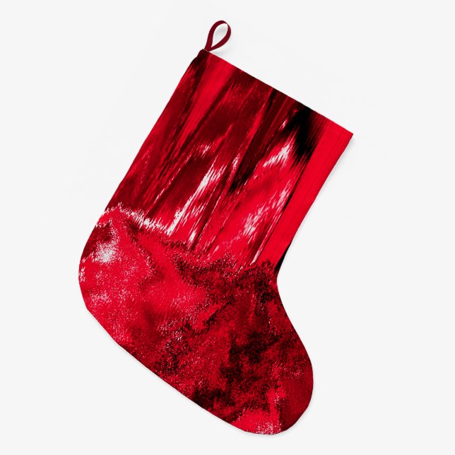 Grande Chaussette De Noël Rouge rayé fondu (Devant (Accrochage))