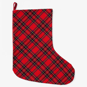 Grande Chaussette De Noël Royal Stewart tartan rouge noir plaid