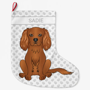 Grande Chaussette De Noël Ruby Cavalier King Charles Spaniel & Nom
