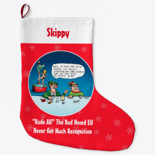 Grande Chaussette De Noël Rude Alf - Drôle Caricature Elf Custom Christmas