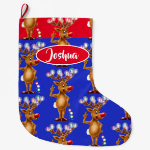 Grande Chaussette De Noël Rudolph Reindeer garde sur mesure