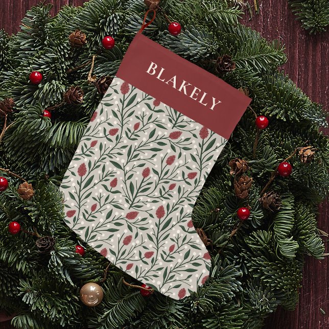 Grande Chaussette De Noël Rustique classique Noël Floral Personnalisé (Créateur téléchargé)