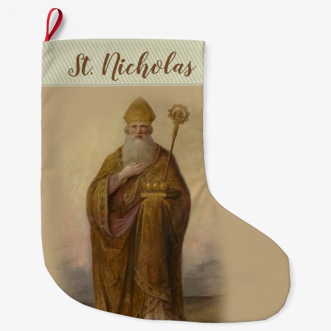 Grande Chaussette De Noël Saint-Nicolas d'évêque de Myra (Devant)