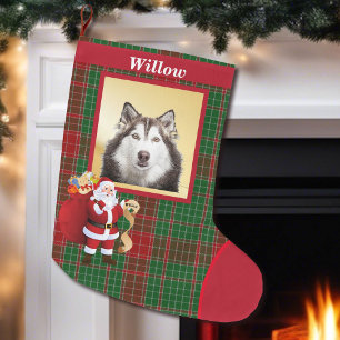 Grande Chaussette De Noël Santa Claus Bonne Liste de Chiens Nom photo Grand 