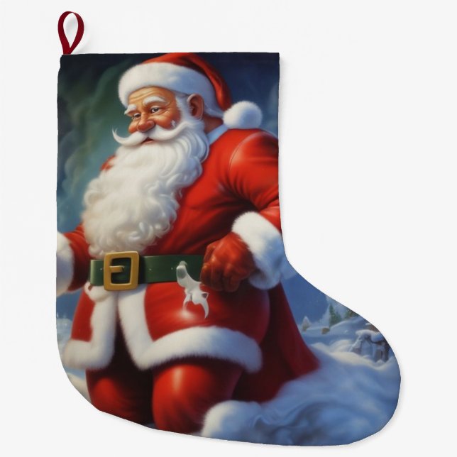 Grande Chaussette De Noël Santa Clause Joyeux Noël Bonne année (Devant)
