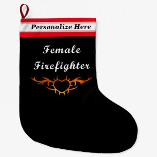 Grande Chaussette De Noël Sapeur-pompier féminin