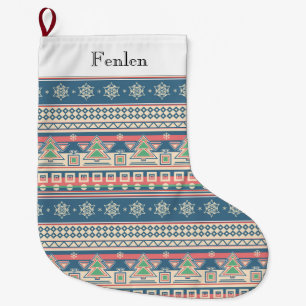 Grande Chaussette De Noël Sapin de Noël Style Aztèque - Fêtes Uniques