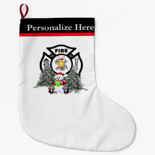 Grande Chaussette De Noël Scène de département du feu de Noël
