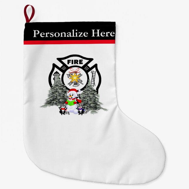 Grande Chaussette De Noël Scène de département du feu de Noël (Devant)