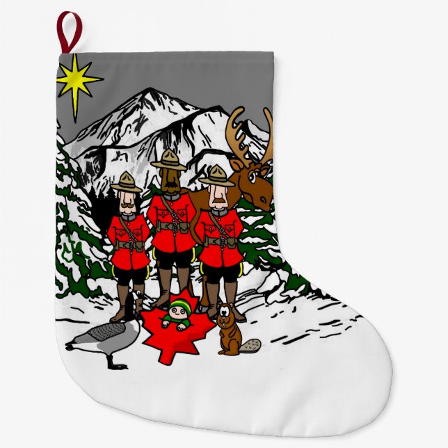 Grande Chaussette De Noël Scène de la Nativité canadienne de Noël (Devant)
