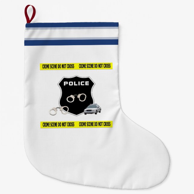 Grande Chaussette De Noël Scène du crime de police (Devant)