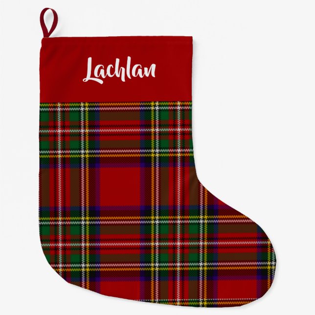 Grande Chaussette De Noël Scottish Royal Stewart Tartan Custom (Red Top) (Devant)
