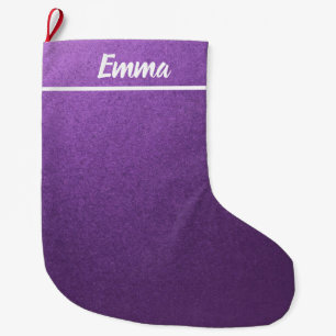 Grande Chaussette De Noël Script de nom minimaliste simple violet