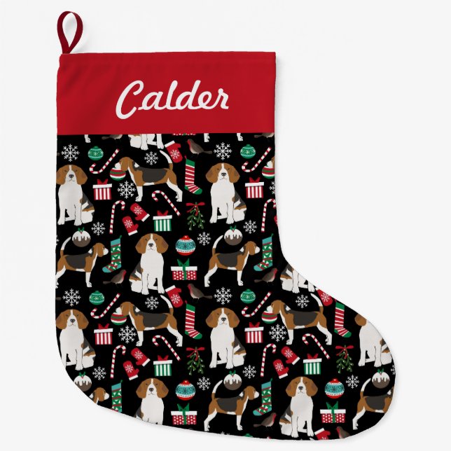 Grande Chaussette De Noël Séjour de Noël Beagle (Devant)