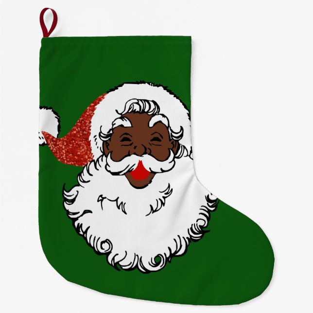 Grande Chaussette De Noël Séquin Afrique santa claus noël xmas stockage (Devant)