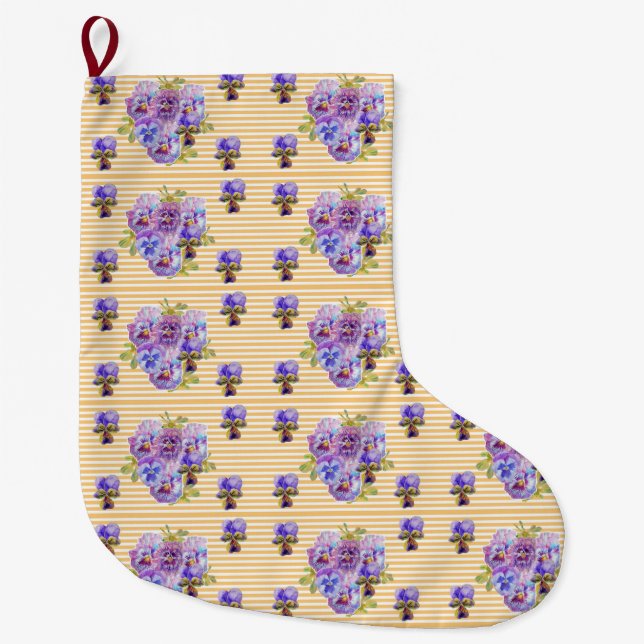 Grande Chaussette De Noël Shabby Chic Floral Jaune sansy Noël Stocker (Devant)