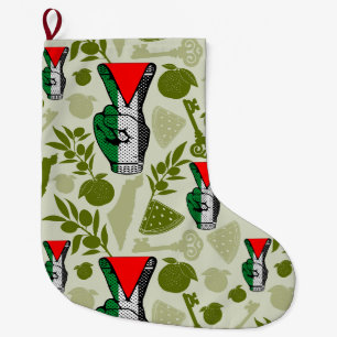 Grande Chaussette De Noël Signe de victoire à la main Résistance Symbole Tri