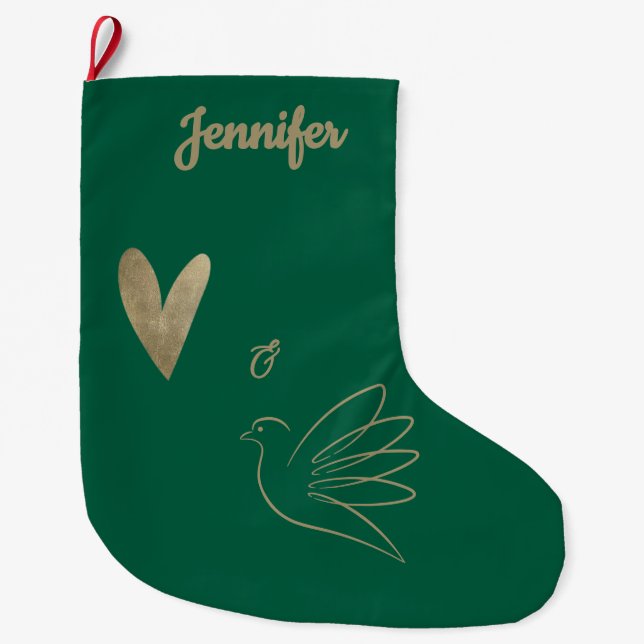 Grande Chaussette De Noël Simple Peace & Love Dove Photo Christmas Card (Devant)