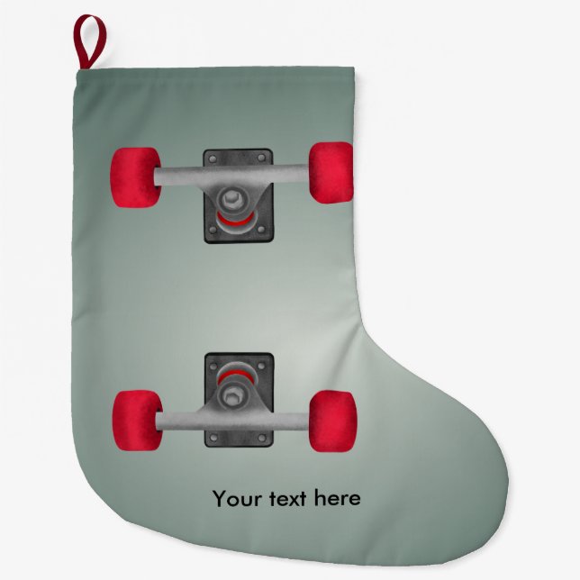 Grande Chaussette De Noël Skater Skateboard Roues et camions (Devant)