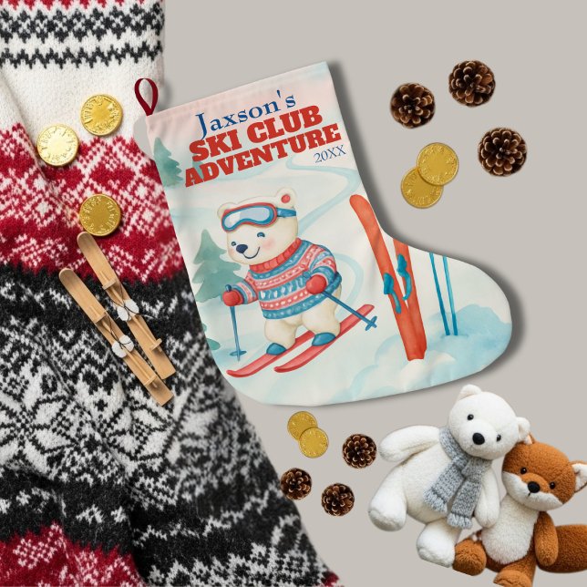 Grande Chaussette De Noël Ski Club Adventure Baby Polar Bear (Ski Club Adventure Baby Polar Bear Large Christmas Stocking)