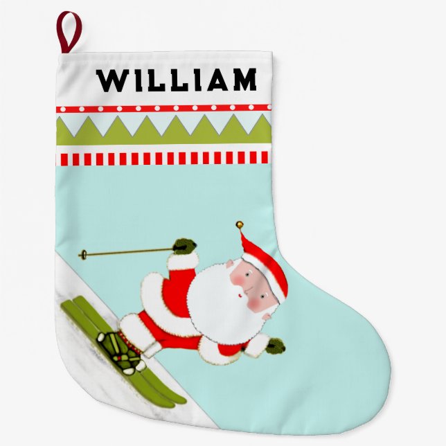 Grande Chaussette De Noël Ski De Neige (Devant)