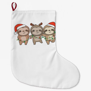 Grande Chaussette De Noël Sloth Noël Animaux mignons Sloth