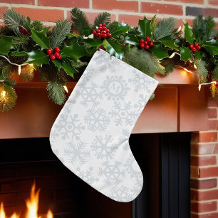 Grande Chaussette De Noël Snowflake Motif Monogrammed Christmas Stocking