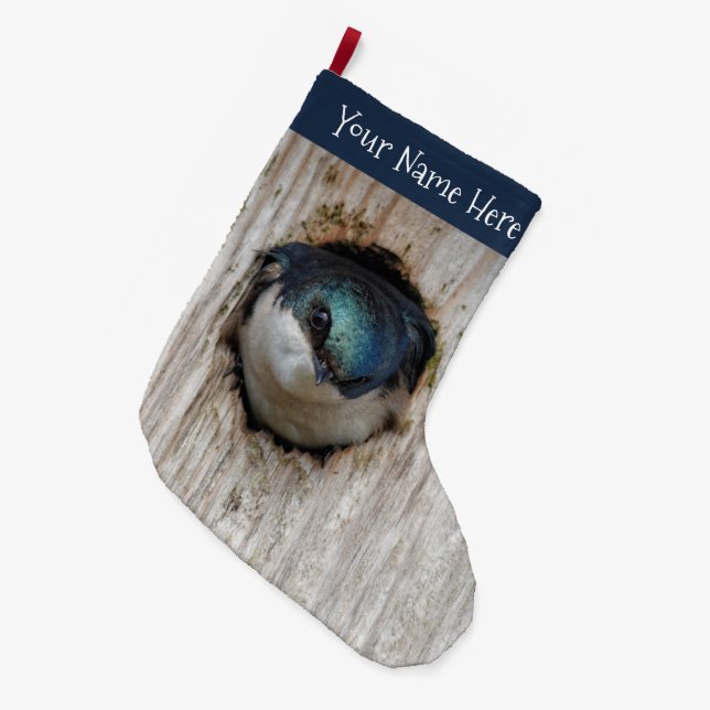 Grande Chaussette De Noël Songeur d'hirondelle d'arbre dans Nestbox (Devant (Accrochage))