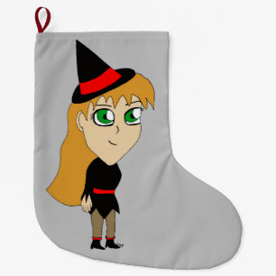 Grande Chaussette De Noël sorcière chibi