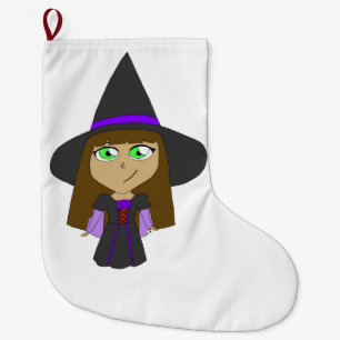 Grande Chaussette De Noël sorcière chibi