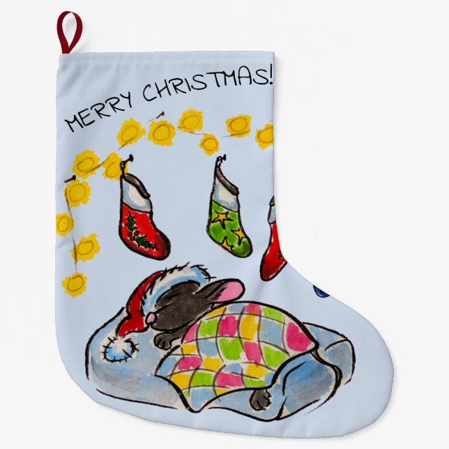 Grande Chaussette De Noël Souris de Noël et Nouvel An avec bas (Devant)