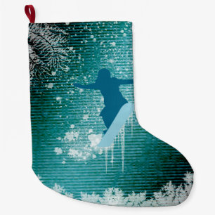 Grande Chaussette De Noël Sport, faisant du surf des neiges