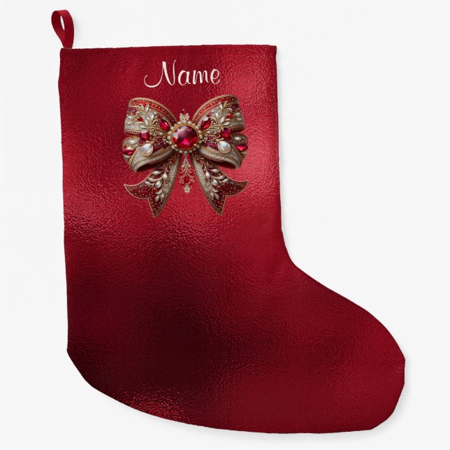 Grande Chaussette De Noël Stationnement de vacances Red Bow (Devant)