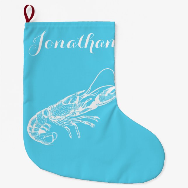 Grande Chaussette De Noël Stationnement du homard de Noël côtier (Devant)