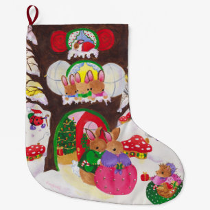 Grande Chaussette De Noël Stockage de Noël en bois