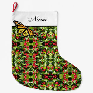 Grande Chaussette De Noël Stockage de Noël personnalisé - Monarque/Holly