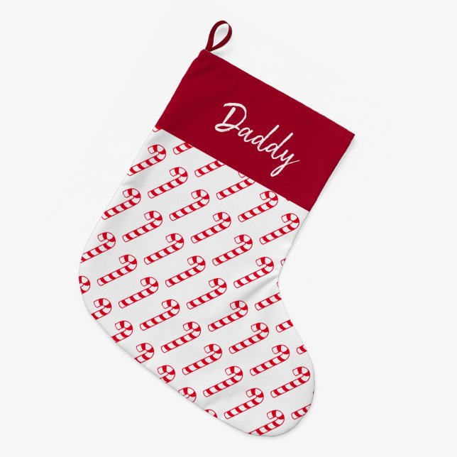 Grande Chaussette De Noël Stockage de Noël - Sucres de canne rouges (Devant (Accrochage))