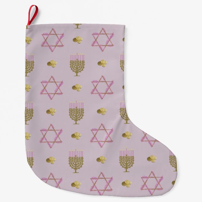 Grande Chaussette De Noël Stockage Hanoukka (Devant)