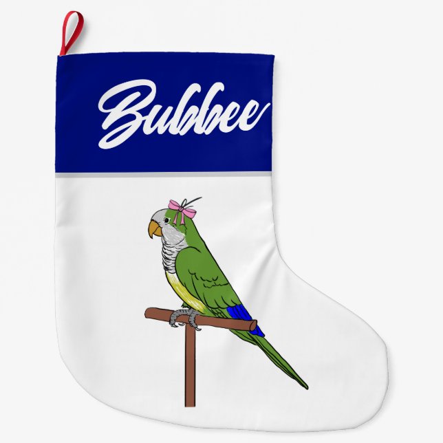 Grande Chaussette De Noël Stockage Hanoukka - Perroquet Green Quaker (Devant)