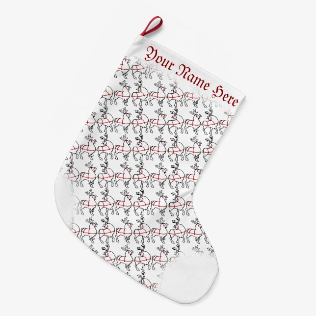 Grande Chaussette De Noël Stockage personnalisé des rennes de Noël (Devant (Accrochage))