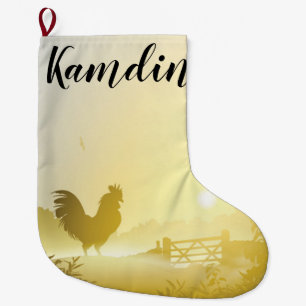 Grande Chaussette De Noël Stockage personnalisé Sunny Morning Farm Pays R