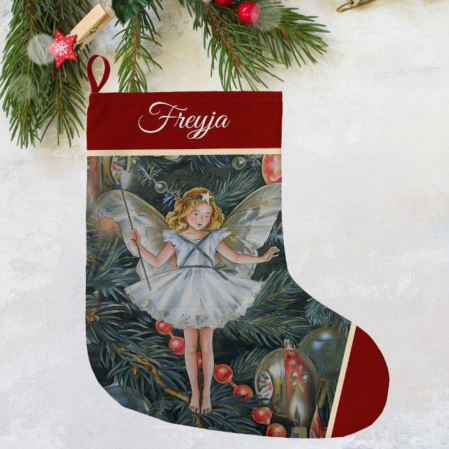Grande Chaussette De Noël Stocker Fée Arbre de Noël, Personnalisé (Christmas Tree Fairy Stocking)