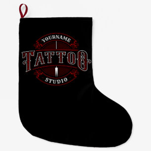 Grande Chaussette De Noël Style traditionnel AJOUTER LE NOM Tattoo Studio Sh